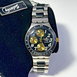 Edward Lynn Men's Quartz Watch Black Dial Chronograph Style Stainless Steel New